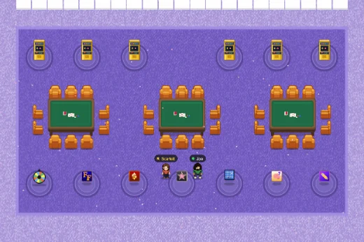 The club's arcade: arcade machines, card tables and the minigames